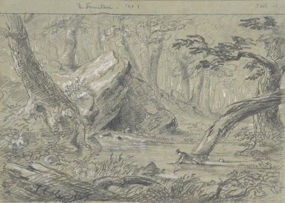The Fountain, No. 1: The Wounded Indian Slaking His Death Thirst, 1843. af Thomas Cole