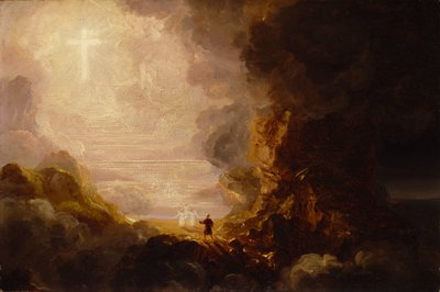 Korsets pilgrim ved slutningen af sin rejse (studie til serien Korset og verden) af Thomas Cole