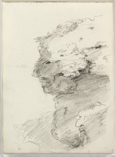 Untitled (detail of a cliff with foliage) 1831 (pencil on paper) af Thomas Cole