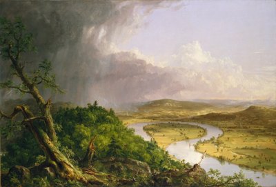 Udsigt fra Mount Holyoke, Northampton, Massachusetts, efter et tordenvejr - The Oxbow af Thomas Cole