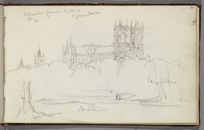 Westminster Abbey from the North, St. James Park, c.1830 (pencil on paper) af Thomas Cole