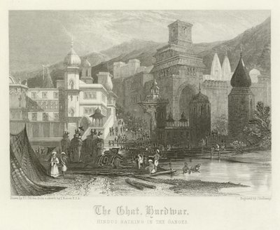 The ghat, Hurdwar, Indien af Thomas Colman Dibdin