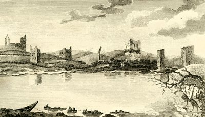 N. Udsigt over ruinerne af Clomines, Co. Wexford, 1791. af Thomas Cook