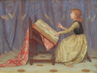 Pige siddende i et interiør af Thomas Cooper Gotch
