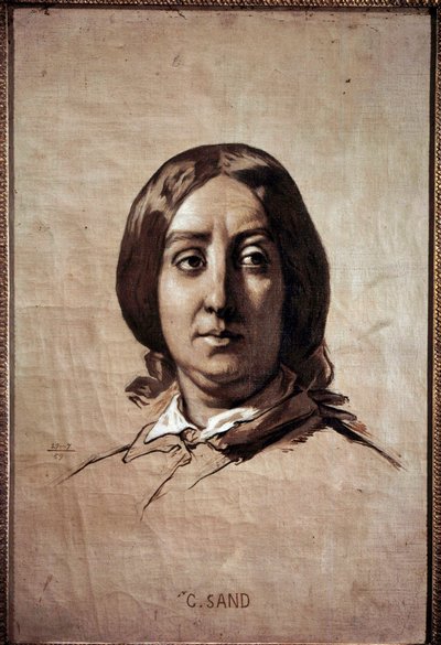 Portræt af Georges Sand (1804-1876) (Aurore Dupin, Baronne Dudevant) Fransk forfatter Tegning af Thomas Couture (1815-1879) 1859 Søn. 0,61x0,4 m Versailles, musee du chateau af Thomas Couture