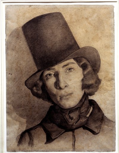Portræt af Maurice Sand (1823-1889), søn af George Sand, 21 år gammel - Udateret tegning af Thomas Couture (1815-1879) - denne tegning blev i lang tid betragtet som hans mor George Sands, Musee de la Vie Romantique, Paris af Thomas Couture