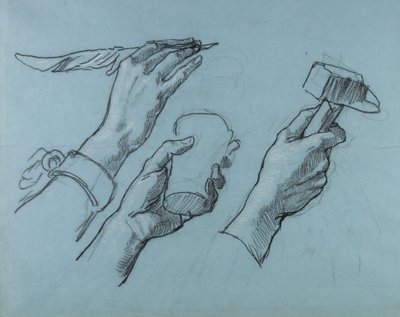 Tre studier af hænder, ca. 1876 af Thomas Couture