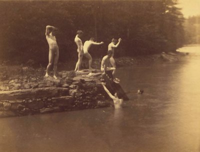 Studie til svømmehullet af Thomas Cowperthwait Eakins