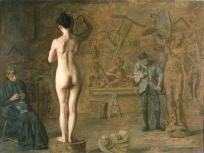 William Rush (1756-1833) udskærer sin allegoriske figur af Schuylkill-floden af Thomas Cowperthwait Eakins