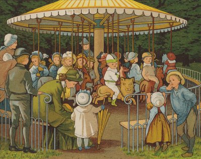 Paris: en karusell på Champs Elysees (farve litho) af Thomas Crane