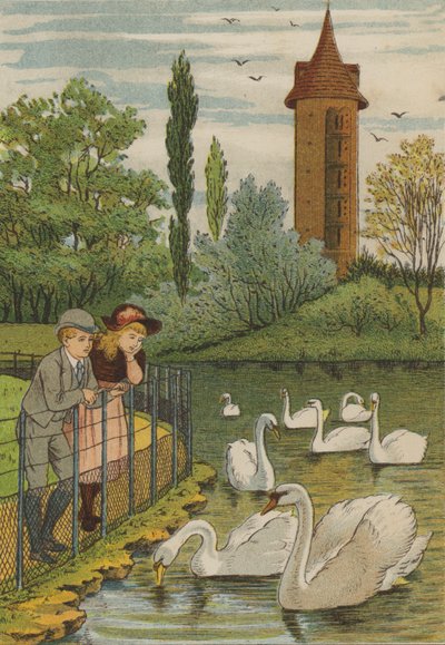 Paris: svanerne (farve litho) af Thomas Crane