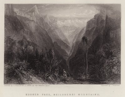 Kooner Pass, Neilgherri Mountains (farve litho) af Thomas Creswick