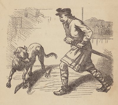 Llewellyn og hans hund (koloreret stik) af Thomas Dalziel