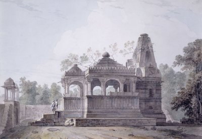 Et hinduistisk tempel i Rohtas-fortet, Bihar, af Thomas Daniell