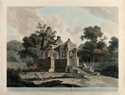 Et gammelt hinduistisk tempel i Rotas-fortet i Bahar af Thomas Daniell
