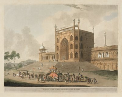 Den østlige port til Jummah Musjid i Delhi af Thomas Daniell