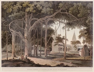 Hindoo-templer ved Agouree ved floden Soane af Thomas Daniell