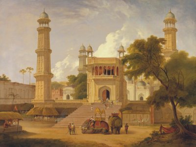 Indisk tempel, der siges at være moskeen i Abo-ul-Nabi, Muttra af Thomas Daniell