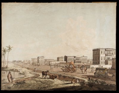 De nye bygninger ved Chouringhee fra Views of Calcutta, 1787 af Thomas Daniell