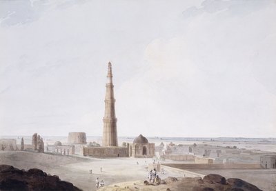 Qutb Minar, Delhi, ca. 1789 af Thomas Daniell