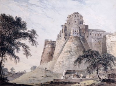 Udsigt over fortet, Jaunpur, Uttar Pradesh, af Thomas Daniell