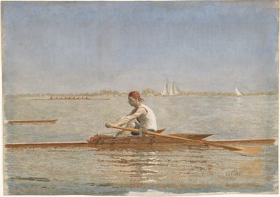 John Biglin in a Single Scull, 1873 (wc på papir) af Thomas Eakins