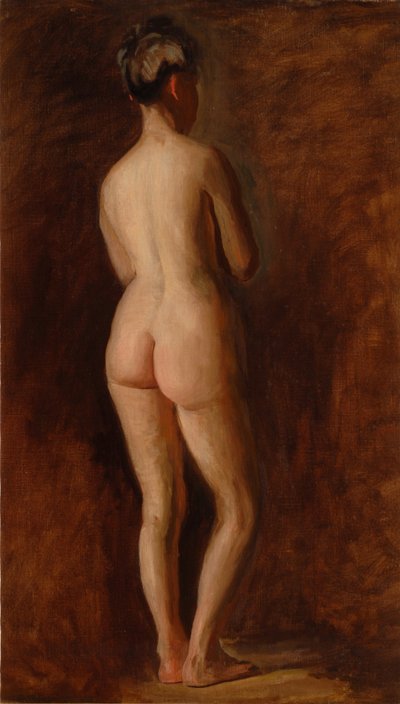 Stående kvindelig nøgenmodel (set bagfra) af Thomas Eakins