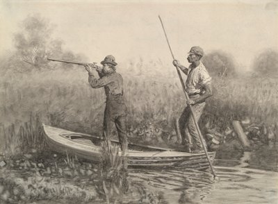 Undersøgelse til jernbaneskydning fra en punkt af Thomas Eakins