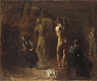 William Rush Carving His Allegorical Figure of the Schuylkill River, 1876 (olie på lærred monteret på kompositionstavle) af Thomas Eakins