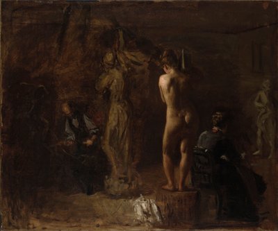 William Rush udskærer sin allegoriske figur af Schuylkill-floden, studie af Thomas Eakins