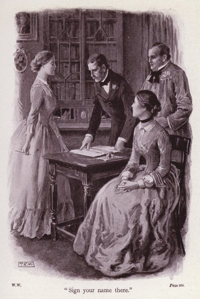 Illustration til The Woman In White af Wilkie Collins (litho) af Thomas Eyre Macklin