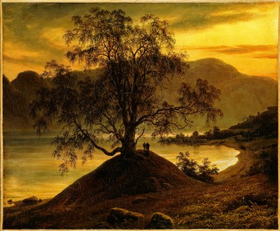 Gammelt birketræ ved Sognefjorden af Thomas Fearnley