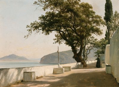 Terrasse med egetræ af sten, Sorrento af Thomas Fearnley