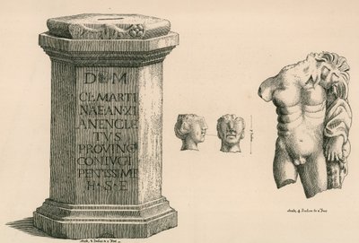 En piedestal og fragment af statuen af Hercules af romersk håndværk af Thomas Fisher Hoxton
