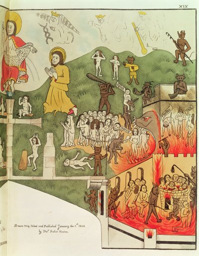 The Last Judgement, efter et originalt maleri i Chapel of the Trinity i Stratford Upon Avon, Warwickshire af Thomas Fisher Hoxton
