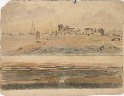 Indianola, Texas og Indianola med Lavaca Point i det fjerne, 16. maj 1852 (akvarel på papir) af Thomas Flintoff
