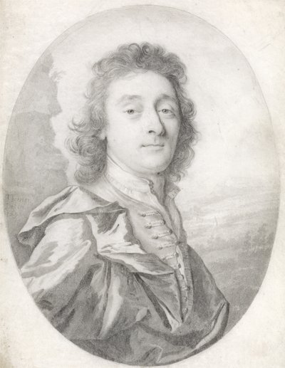Portræt af en mand, 1699 (sort bly på vellum) af Thomas Forster