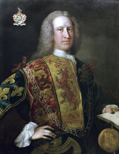 Sir Charles Townley, våbenkonge med strømpebånd af Thomas Frye