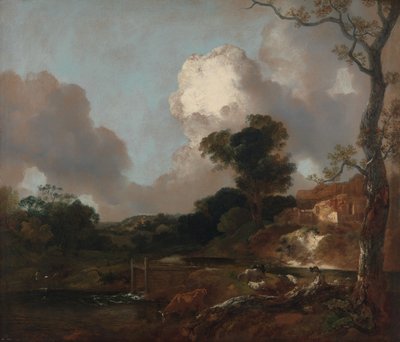 Landskab med vandløb og overløb af Thomas Gainsborough