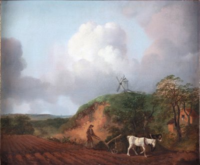 Bonde, der pløjer med to heste, 1750-1753 af Thomas Gainsborough