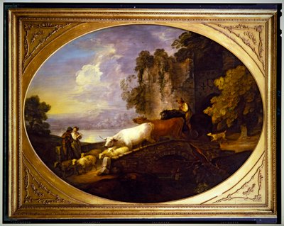 Flodlandskab med rustikke kærester af Thomas Gainsborough
