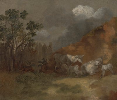 Får og lam ved et hegn af Thomas Gainsborough RA