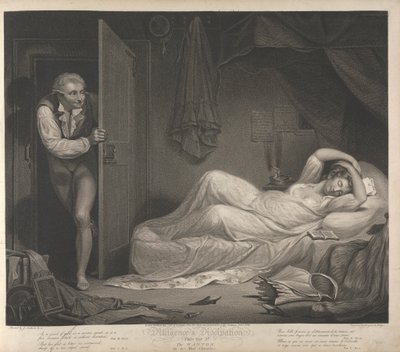 Flid og dissipation: The Wanton in her Bed Chamber (Plade 3) af Thomas Gaugain