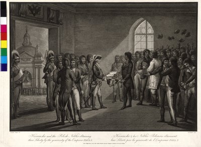 Tadeusz Kosciuszko og de polske aristokrater stemmer på zar Paul I for at få deres frihed tilbage af Thomas Gaugain
