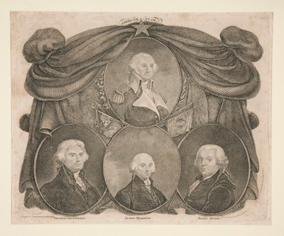 American Star, Washington, Jefferson, Madison og Adams af Thomas Gimbrede
