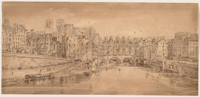 Et udvalg af tyve af de mest maleriske udsigter i Paris: Udsigt over Pont St. Michel, taget fra Pont Neuf af Thomas Girtin