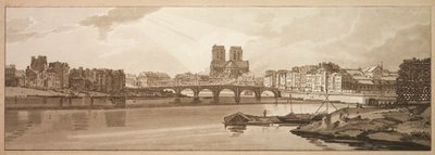 Et udvalg af tyve af de mest maleriske udsigter i Paris: Udsigt over Pont de la Tournelle og Notre Dame taget fra Arsenal af Thomas Girtin