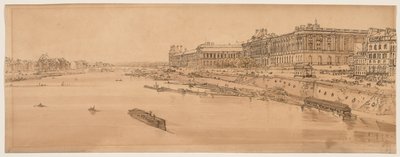Et udvalg af tyve af de mest maleriske udsigter i Paris: Udsigt over Louvre og Tuilleribroen taget fra Pont Neuf af Thomas Girtin