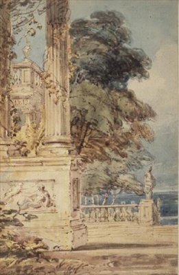 Haveterrasse (akvarel) af Thomas Girtin