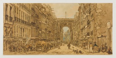 Faubourg og Porte Saint-Denis, 1801–1802. 10. og 12. arrondissement af Thomas Girtin